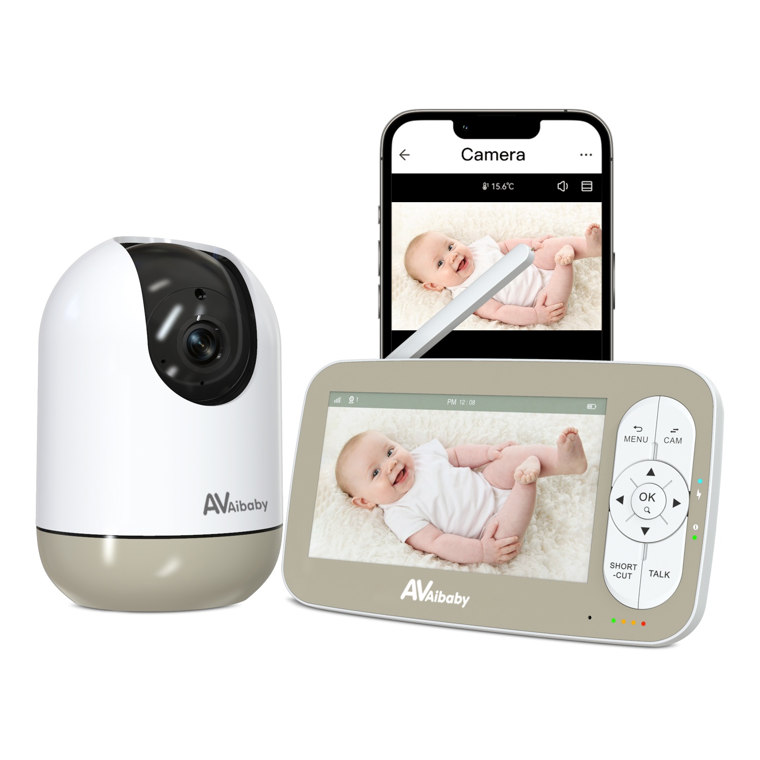 Crying Detection Video Baby Monitor 1080P HD 5'' Tuya Smart WiFi Dual Mode