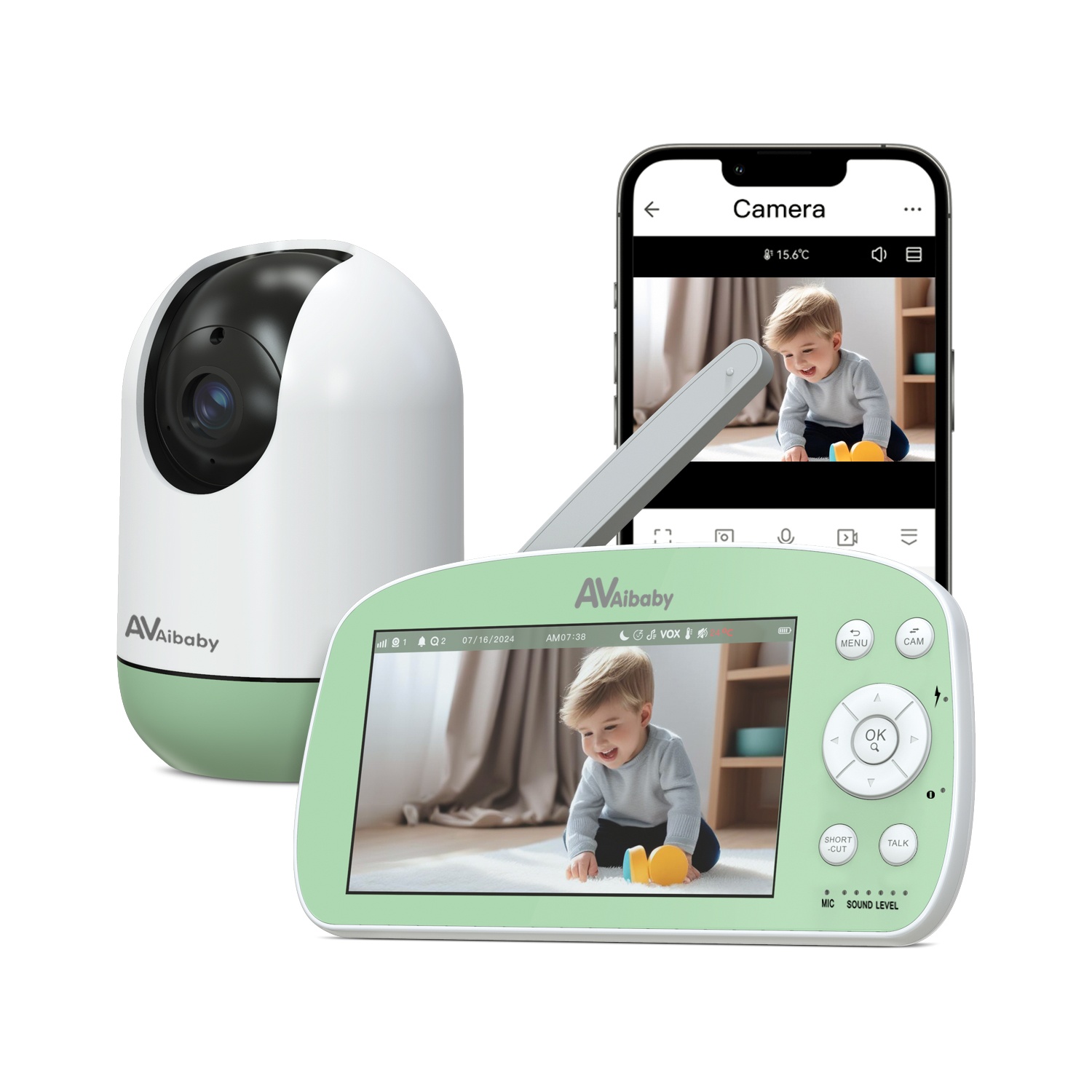 Tuya Smart 1080P WiFi Baby Monitor App 5.5 Inch Video Babysitter Crying Detectio