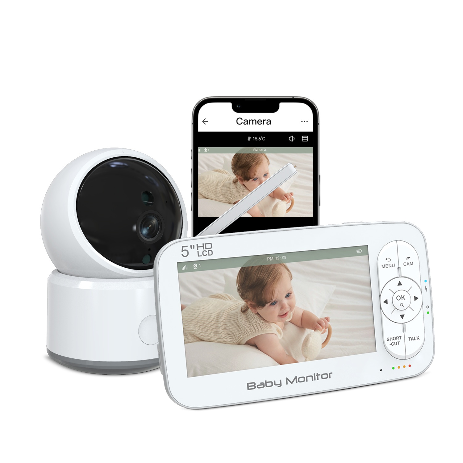 Factory 720p Wifi Baby Monitor With Camera 5 Inch LCD IR Night Vision 2 Way Talk