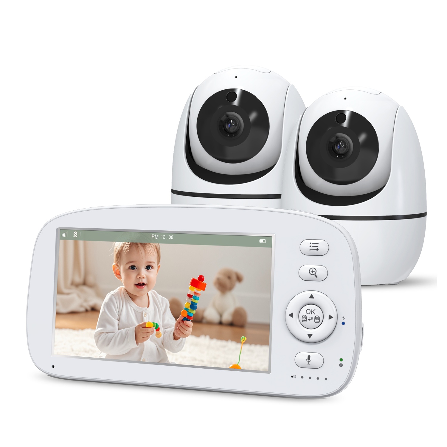 Dual Camera 5 inch 720P Baby Monitor Non-WiFi 5000mAh Budget Friendly