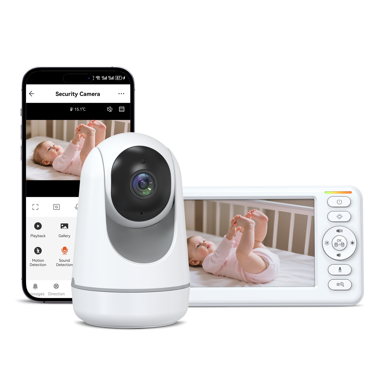 Professional 5-Inch 720P Video Baby Monitor Motion Detection  App Control  Whole