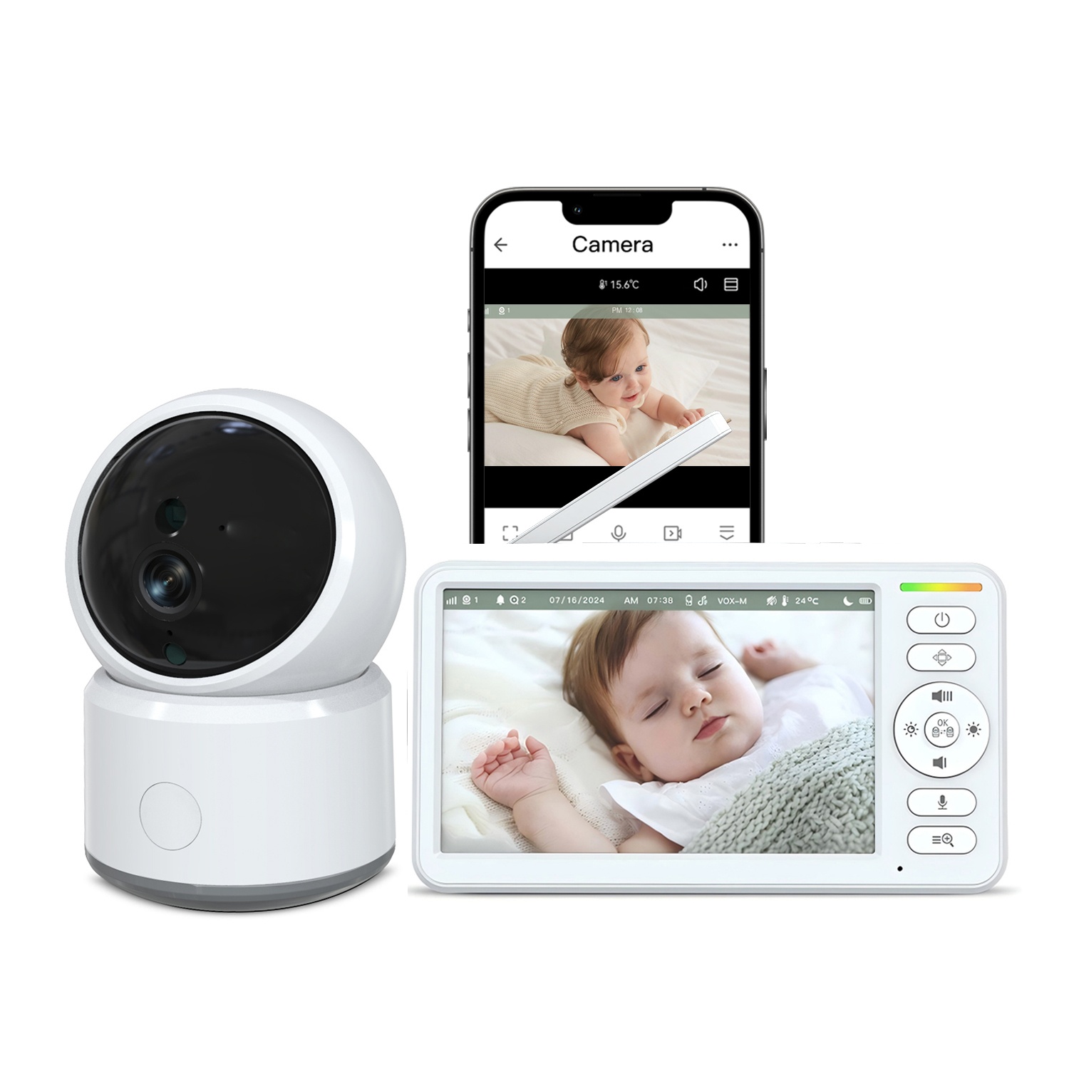 Factory OEM ODM 360° Pan Tilt Monitor HD Night Vision Two-Way Talk  Lullabies Wi